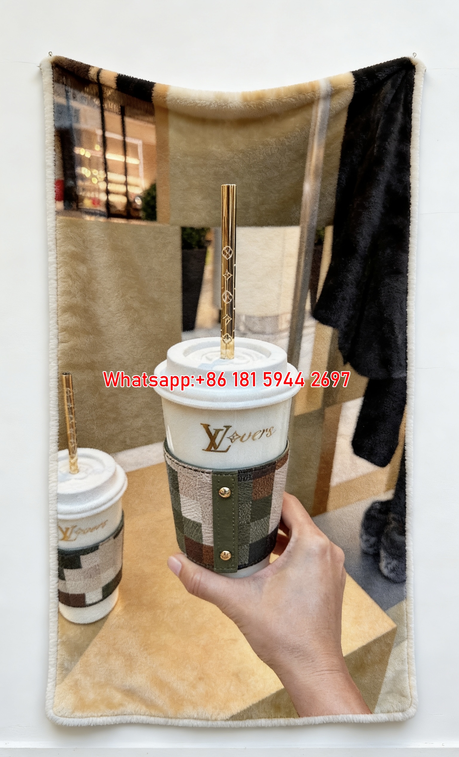 LV Lovers Cup Blanket Green Check LV Cup Throw 204